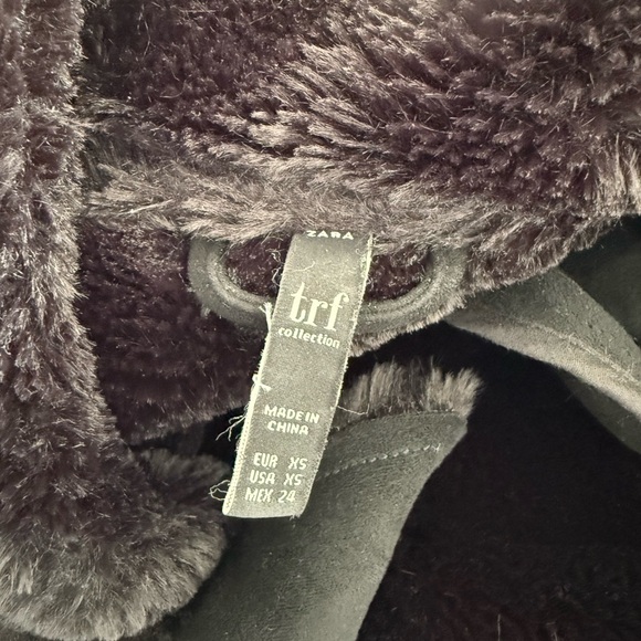 Zara TRF Black Faux Suede & Fur Cropped Moto Jacket - Picture 5 of 5